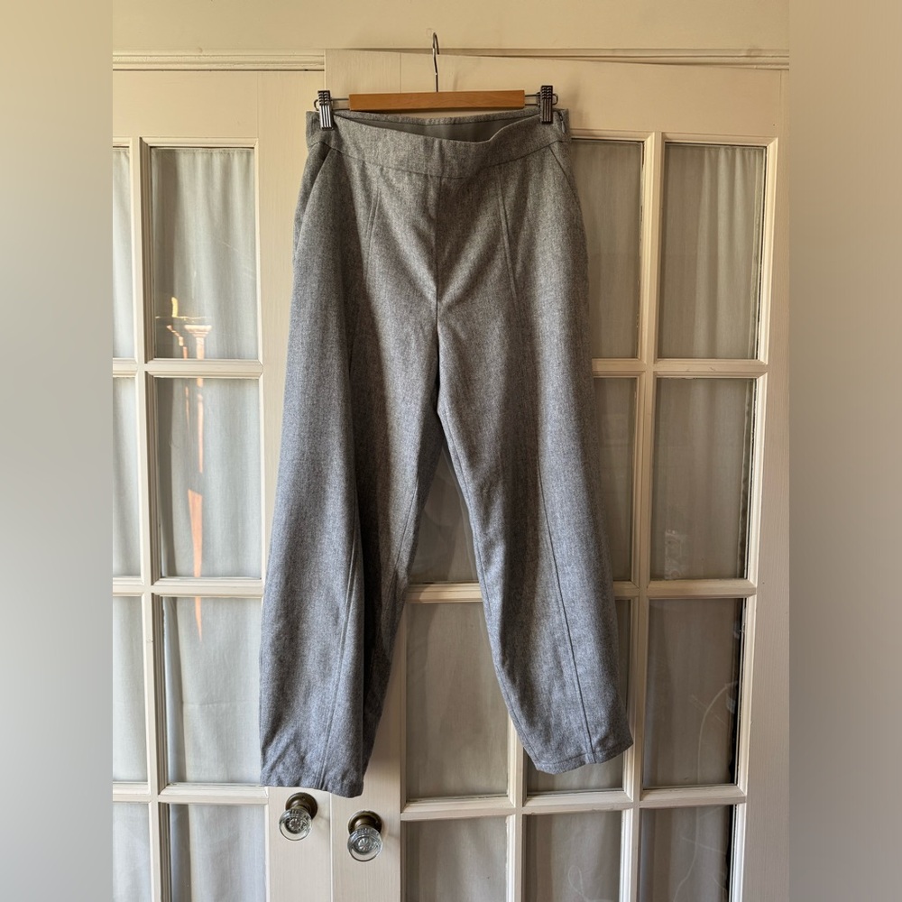 EILEEN FISHER Grey Wool Barrel Leg Pants